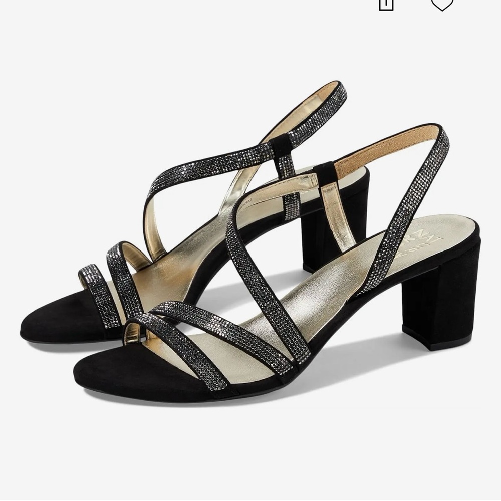 Naturalizer  Vanessa. Black and Rhinestone Silver Strappy Heels